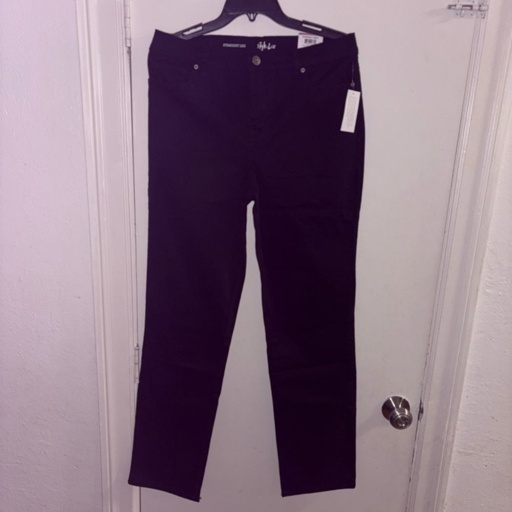 Style & Co. Black Mid Rise Straight Pants
